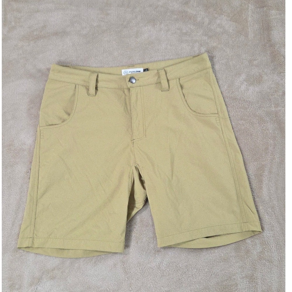 Flylow Shorts Mens size Medium Mustard Yellow outdoor hiking Nylon Stretch EUC